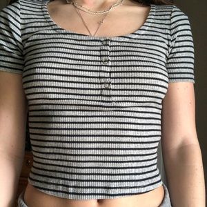 Striped Button up T-Shirt